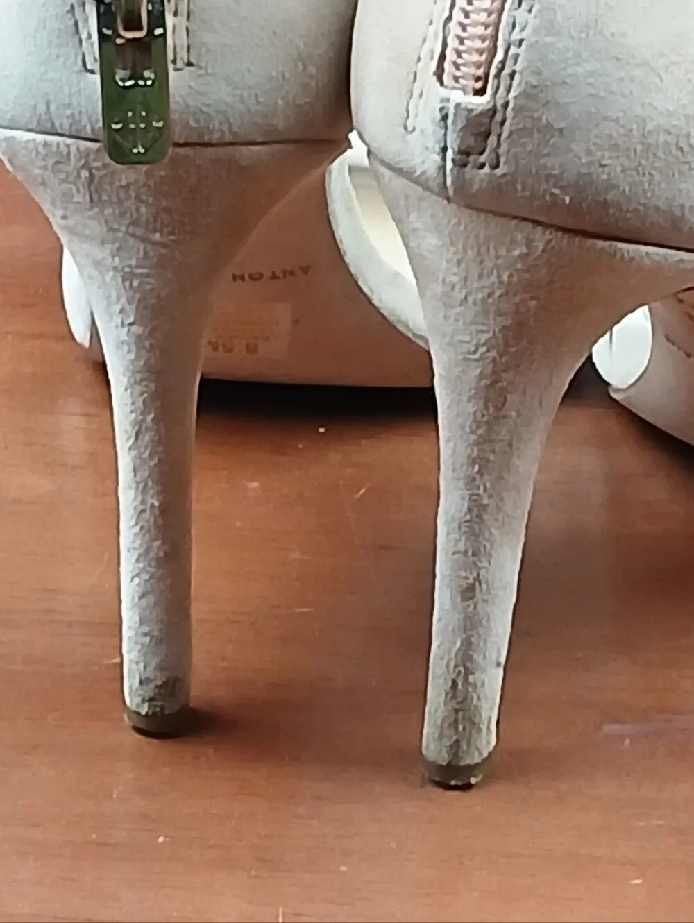 ANTONIO MELANI Nude Suede Laser Cut Ankle Strap Heeled Sandals Size 8.5M